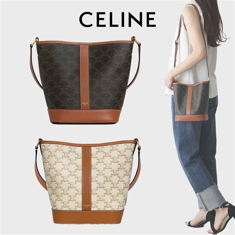 celine bucket bag triomphe|celine triomphe bag street style.